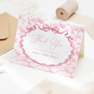 Safari Animals Toile de Jouy Baby Shower Thank You Card