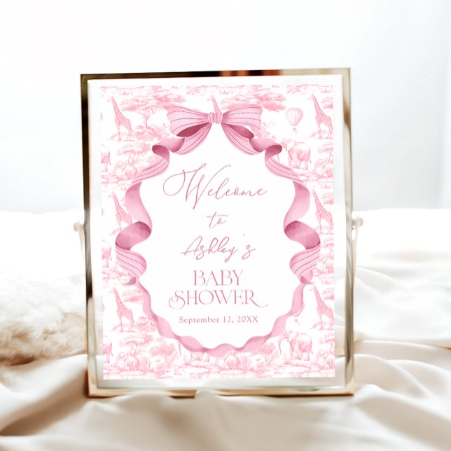 Safari Animals Toile de Jouy Baby Shower Welcome Poster (Creator Uploaded)
