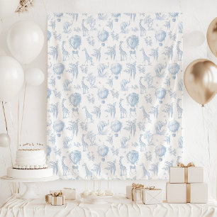 Safari animals Toile de Jouy blue baby shower Tapestry