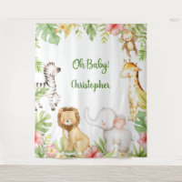 Safari animals tropical baby shower backdrop