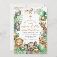 Safari animals Tropical greenery Baby 1st birthday