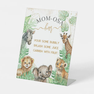 Safari animals Tropical greenery Baby Shower bar P Pedestal Sign