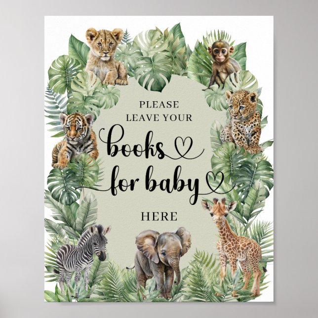 Safari animals Tropical greenery books for baby Poster (Front)