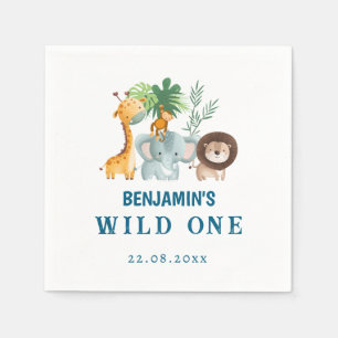 Safari Animals Tropical Jungle Wild One Birthday  Napkin
