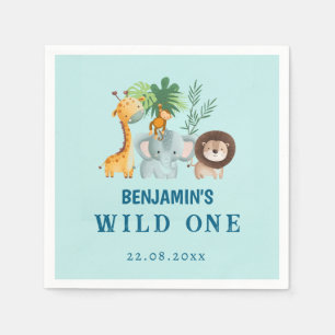 Safari Animals Tropical Jungle Wild One Birthday  Napkin