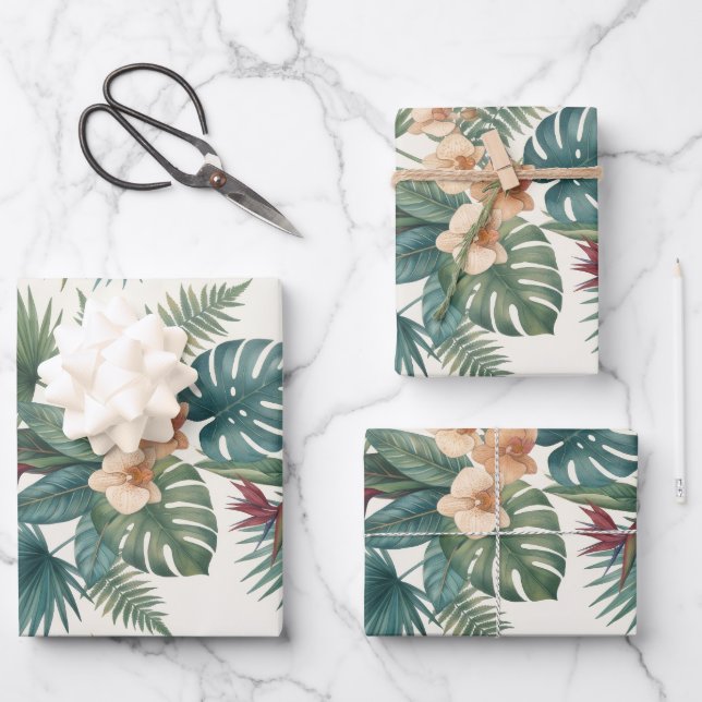 Safari Animals | Tropical Jungle  Wrapping Paper Sheet (Front)