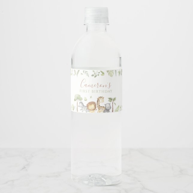 Safari Animals  Water Bottle Label (Front)