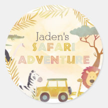 Safari Animals Watercolor Birthday Party Circle 
