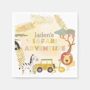 Safari Animals Watercolor Birthday Party Circle Napkin