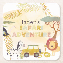 Safari Animals Watercolor Birthday Party Circle 