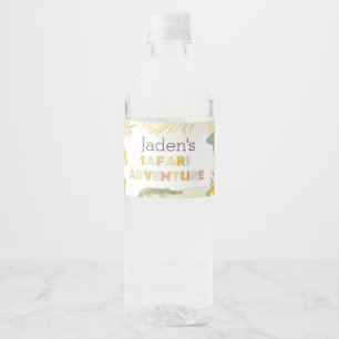 Safari Animals Watercolor Birthday Party Water Bottle Label
