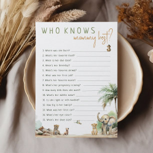 Safari Animals Who Knows Mummy Best Game Card