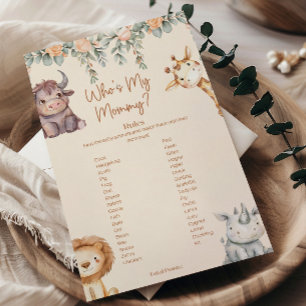 Safari Animals Who’s My Mummy Baby Shower
