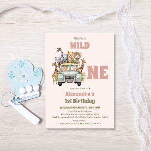Safari Animals Wild One 1st Birtday Invitation