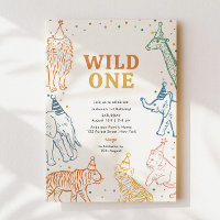 Safari Animals Wild One 1st Birthday Invitation
