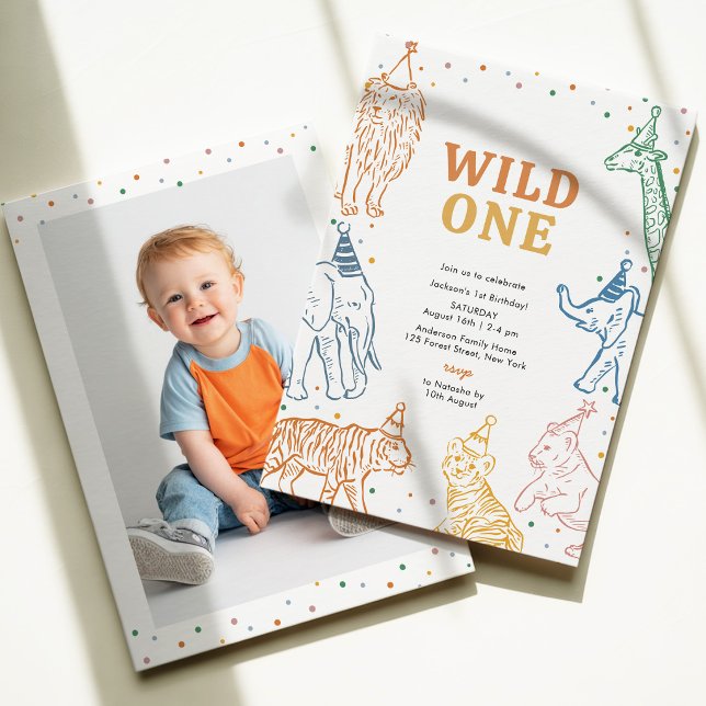 Safari Animals Wild One 1st Birthday Invitation (Creator Uploaded)
