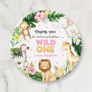 Safari Animals Wild One 1st Birthday Party Decor Favour Tags