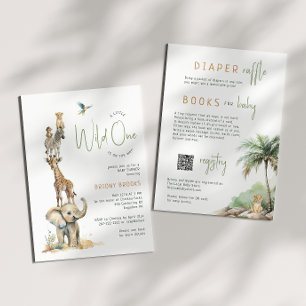 Safari Animals "Wild One"   All in One Baby Shower Invitation