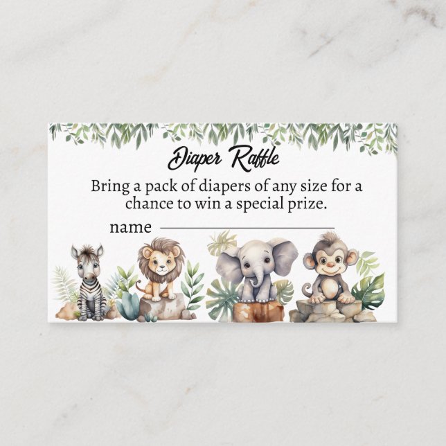 safari animals wild one baby shower enclosure card (Front)