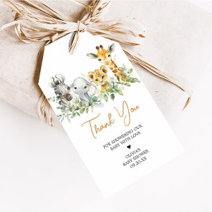 Safari Animals Wild One Baby Shower Favour Tags