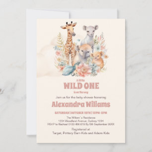 Safari Animals Wild One Baby Shower Invitation