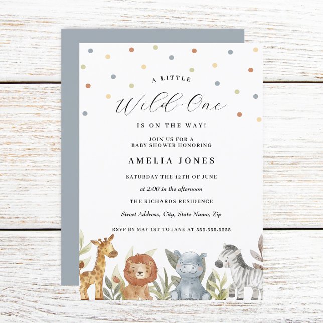 Safari Animals Wild One Baby Shower Invitation (Creator Uploaded)
