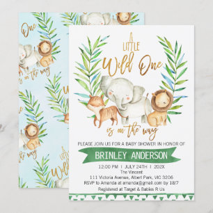 Safari Animals Wild One Baby Shower Invitation