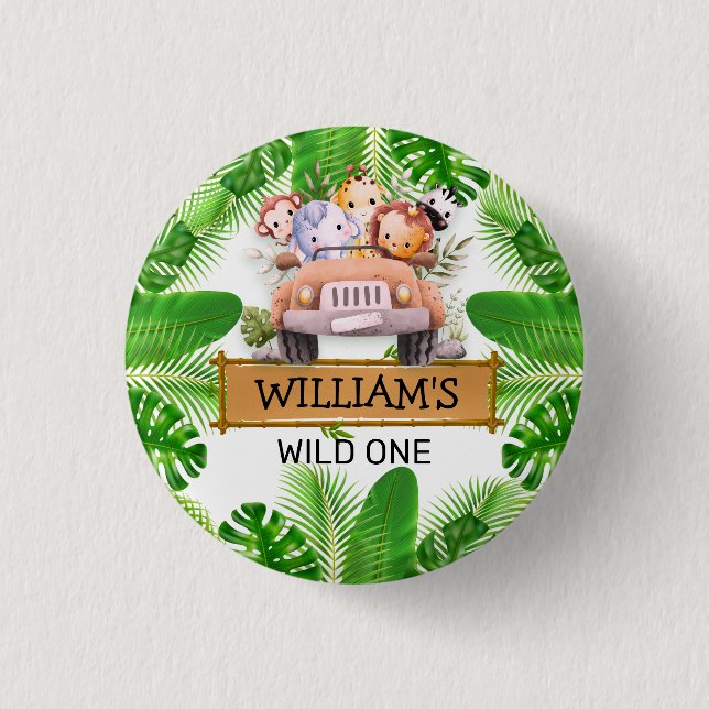 Safari Animals Wild One Birthday 3 Cm Round Badge (Front)