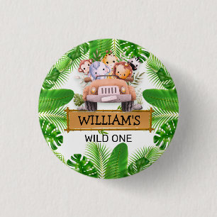 Safari Animals Wild One Birthday 3 Cm Round Badge