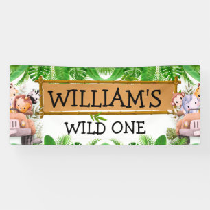 Safari Animals Wild One Birthday Banner