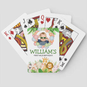Safari ANIMALS Wild One Birthday PHOTO Playing Cards