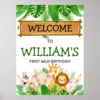 Safari Animals Wild One Birthday 