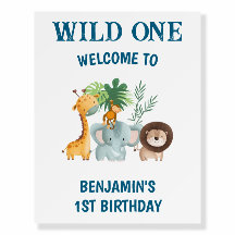 Safari Animals Wild One Boy's 1st Birthday Welcome