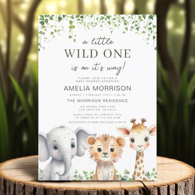 Safari Animals Wild One Boys Baby Shower Invitation (Creator Uploaded)
