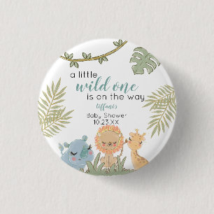 Safari Animals Wild One Girl Baby Shower 3 Cm Round Badge