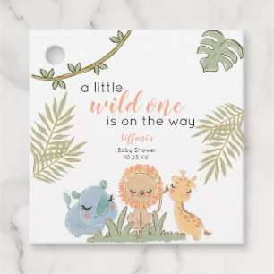Safari Animals Wild One Girl Baby Shower Favour Tags