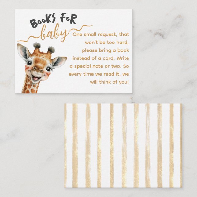 Safari animals wild one modern Baby Shower books Enclosure Card (Front/Back)