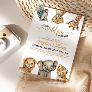 Safari animals wild one modern Baby Shower Invitation