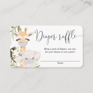 Safari animals with masks diaper raffle cards
