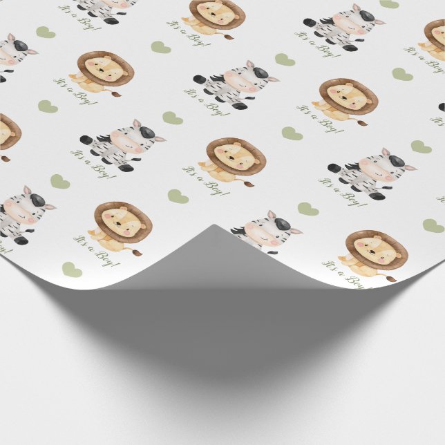 Safari Animals Wrapping Paper (Personalised) (Corner)