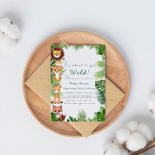 Safari animas cute baby shower invitation