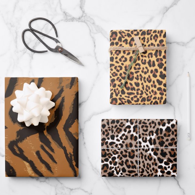 Safari Assortment Black and Brown Wrapping Paper Sheet (Front)