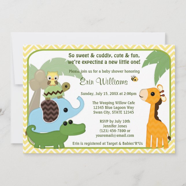 Safari Babies Baby Shower invitation Animals (Front)
