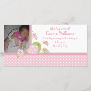 Safari Babiez Birdie Photo Birth Announcement
