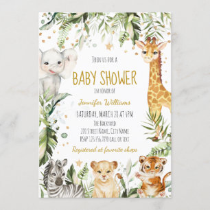 Safari Baby Animals Baby Shower Invitation