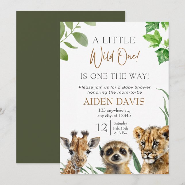 Safari Baby Animals Baby Shower Invitation (Front/Back)