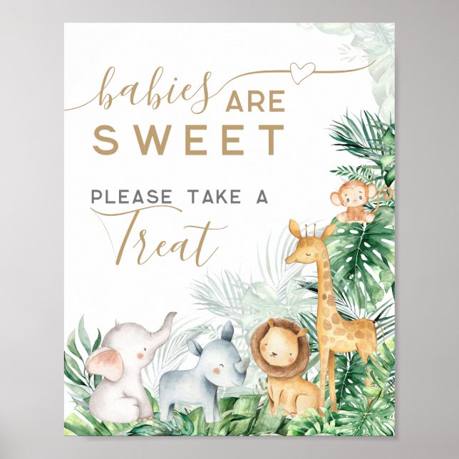 Safari Baby Animals Baby Shower Sweet Treat Poster (Front)