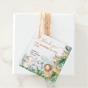 Safari Baby Animals Greenery Baby Shower Thanks Favour Tags