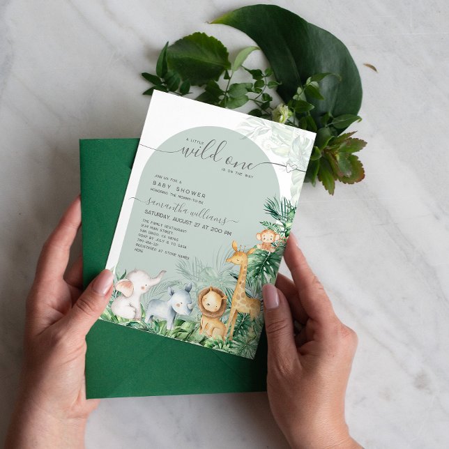 Safari Baby Animals Greenery Boho Baby Shower Invitation (Creator Uploaded)