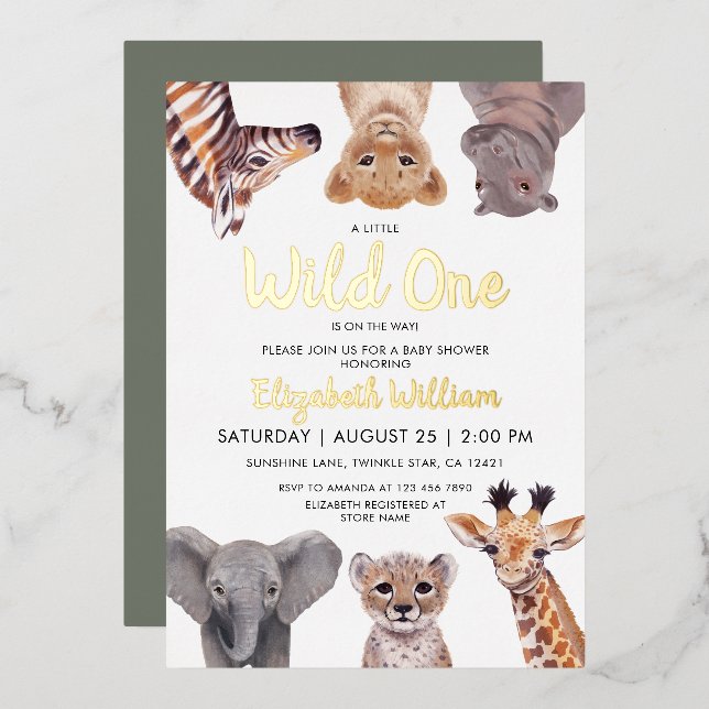 Safari Baby Animals Illustration Baby Shower (Front/Back)